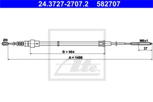 Kabel, parkeringsbremse, Bak, SEAT AROSA, VW LUPO I, 6X0 609 721 E