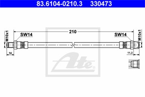 Bremseslange, Bak, Venstre, MERCEDES-BENZ, 000 428 30 35, A 000 428 30 35