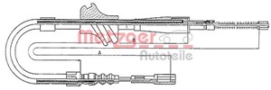 Kabel, parkeringsbremse, Bak, Høyre bak, Høyre, AUDI 80 B2 Sedan, 90 B2, COUPE B2, 811 609 722A, 811 609 722B, 811 609 722D, 811 609 722