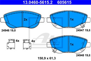 Bremseklosser sett, Framaksel, TOYOTA AVENSIS Kombi, AVENSIS Sedan, VERSO, 04465-05260