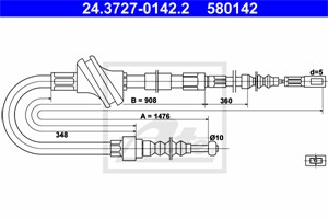 Kabel, parkeringsbremse, Bak, AUDI 100 C4 Avant, 100 C4 Sedan, 4A0 609 721 C, 4A0 609 721 F