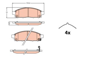 Bremseklosser sett, Framaksel, MITSUBISHI L200 / TRITON, 4605B233