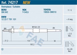 Glødeplugg, MINI MINI, TOYOTA COROLLA, COROLLA Kombi, COROLLA Sedan, YARIS, YARIS VERSO, 12 23 7 791 101, 19850-0W010