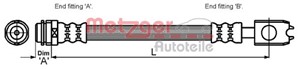 Bremseslange, Foran høyre, Foran venstre, Framaksel høyre, Framaksel venstre, AUDI,SEAT,SKODA,VW, 1J0 611 701, 1J0 611 701L, 1J0 611 701