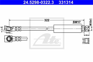 Bremseslange, Framaksel, Framaksel høyre, OPEL,SAAB,VAUXHALL, 4241444, 5 62 345, 5 62 350, 5 62 358, 90235568, 90374106, 90468319