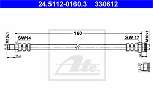 Bremseslange, Bak, ALFA ROMEO 145, 146, 155, GTV, FIAT BARCHETTA, 60800372, 7586907