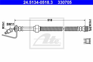 Bremseslange, Nede, Øvre, OPEL,RENAULT,VAUXHALL, 45 00 132, 77 00 302 380, 9160432