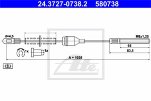 Kabel, parkeringsbremse, Høyre bak, OPEL CORSA A Halvkombi, CORSA A Skåp/halvkombi, CORSA A TR, 5 22 594, 90373927
