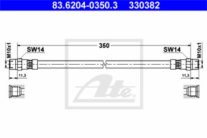 Bremseslange, Bak, MERCEDES-BENZ HECKFLOSSE [W111, W112], S-KLASS Sedan [W108, W109], 000 428 58 35, A 000 428 58 35