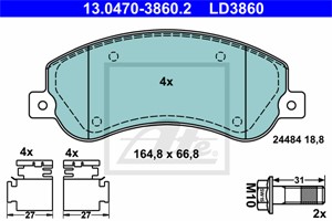Bremseklosser sett, Framaksel, VW AMAROK, AMAROK Flak/chassi, 2H0 698 151 A, 2H0 698 151