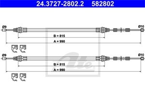 Kabel, parkeringsbremse, Bak, SMART CABRIO, CITY-COUPE, CROSSBLADE, FORTWO Cabrio, FORTWO Coupé, 000 4161 V001 000000, 000 4161 V002 000