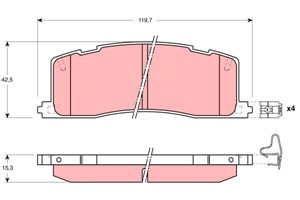Bremseklosser sett, Bakaksel, TOYOTA PREVIA I, 04466-28010, 04466-28011, 04466-28020, 04466-28090, 04492-28020, 449228020