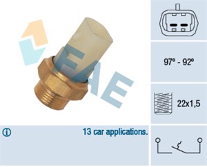 Temperaturbryter, radiator ventilator, FIAT CINQUECENTO, SEICENTO / 600, SEICENTO / 600 Skåp/halvkombi, OPEL OMEGA B, 1341021, 7570837,