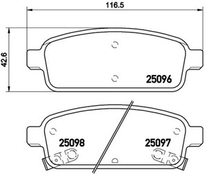 Bremseklosser sett, Bakaksel, BUICK,CHEVROLET,OPEL,VAUXHALL, 0542039, 0542040, 13300867, 13300868, 133192294, 13319293, 13319294, 134044