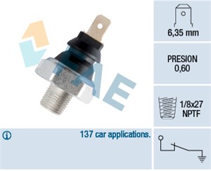 Oljetrykkbryter, AUSTIN,DAF,DAIMLER,FORD,JAGUAR,MG,MORRIS,ROVER,SAAB,TALBOT,TRIUMPH,VOLVO, 1218684, 1218690, 1266085, 1266085-8, 1324750