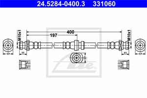 Bremseslange, Framaksel, Ytre, Ved bremsekaliper, MITSUBISHI L200, PAJERO II, PAJERO Canvas Top II, PAJERO SPORT I, MR249392