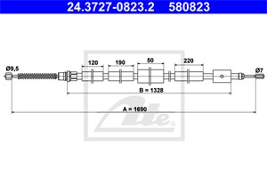 Kabel, parkeringsbremse, Bakre venstre, PEUGEOT 306 Break, 306 Halvkombi, 306 Skåp / kombi, 4745 A4, 4745 N8