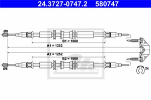 Kabel, parkeringsbremse, Bak, OPEL,VAUXHALL, 24436451, 5 22 650, 5 22 656, 9127787