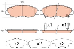 Bremseklosser sett, Framaksel, HONDA CIVIC IX, CIVIC Sedan IX, 45022-TR3-A00