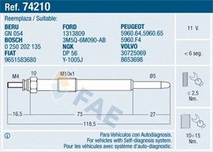 Glødeplugg, Bakaksel, CITROËN,FIAT,FORD,LANCIA,PEUGEOT,VOLVO, 1313809, 1473356, 30725069, 3M5Q-6M090-AB, 3M5Q-6M090-AC, 5960.64, 5960.65