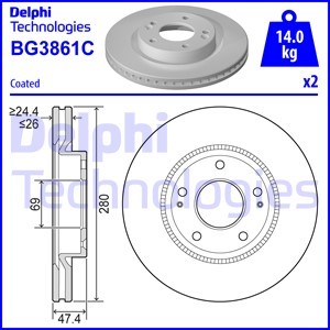 Bremseskive, Framaksel, HYUNDAI,KIA, 51712-1D100, 51712-1F000, 51712-1F300, 51712-2C000, 51712-2E300, 51712-3K010, 51712-3K050