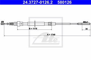 Kabel, parkeringsbremse, Bak, VW PASSAT B3/B4, PASSAT B3/B4 Variant, 357 609 721 A, 357 609 721 D, 357 609 721 E
