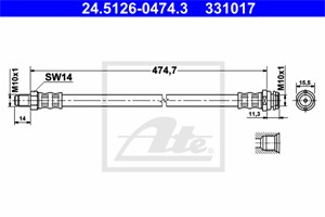 Bremseslange, Framaksel, MERCEDES-BENZ A-KLASS [W169], B-KLASS Sports Tourer [W245], 169 428 00 35, A 169 428 00 35