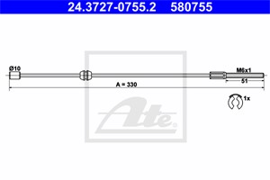 Kabel, parkeringsbremse, Foran, OPEL CORSA C, CORSA C Skåp/halvkombi, VAUXHALL CORSA Mk II, 5 22 445, 9127187