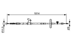 Kabel, parkeringsbremse, Høyre, OPEL,VAUXHALL, 13367628, 13409697, 522098