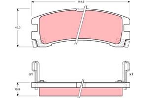 Bremseklosser sett, Bakaksel, NISSAN PATHFINDER I, TERRANO I, TERRANO II, 44060-32G85, 44060-32G86
