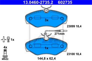 Bremseklosser sett, Framaksel, RENAULT ESPACE III, 60 25 370 851