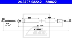 Kabel, parkeringsbremse, Høyre bak, PEUGEOT 306 Break, 306 Halvkombi, 306 Skåp / kombi, 4745 A5, 4745 N9