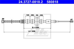 Kabel, parkeringsbremse, Bakre venstre, PEUGEOT 306, 306 Halvkombi, 306 Skåp / kombi, 306 Skåp/halvkombi, 4745 97