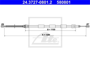 Kabel, parkeringsbremse, Høyre bak, PEUGEOT 205 I, 205 II, 205 Cabriolet I, 205 Skåp/halvkombi, 4745 64