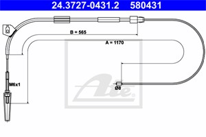Kabel, parkeringsbremse, Foran, MERCEDES-BENZ A-KLASS [W168], 168 420 20 85, A 168 420 20 85