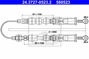 Kabel, parkeringsbremse, Bak, FIAT CINQUECENTO, 7684513