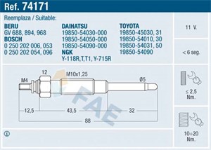 Glødeplugg, TOYOTA,VW, 19850-45030, 19850-45031, 19850-54010, 19850-54030, 19850-54030-000, 19850-54031, 19850-54050, 19850-54050-000, 1