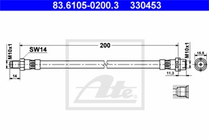 Bremseslange, Bakaksel, Ved bremsekaliper, AUDI A4 B5, A4 B5 Avant, 8D0 611 775 B