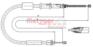 Kabel, parkeringsbremse, Bak, Bakre venstre, Venstre, LANCIA Y, 82487780