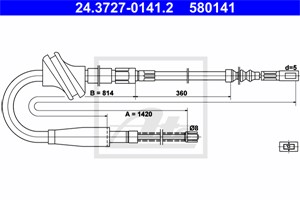 Kabel, parkeringsbremse, Bak, AUDI 100 C4 Avant, 100 C4 Sedan, 4A0 609 721 B, 4A0 609 721 E