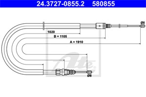 Kabel, parkeringsbremse, Bak, PEUGEOT 2008 I, 207, 207 CC, 207 Skåp/halvkombi, 207 SW, 207 SW Skåp / kombi, 4746 51