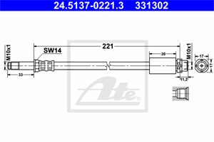 Bremseslange, Bakaksel, Ved bremsekaliper, BMW, 34 30 6 762 837, 34 30 6 768 851, 34 30 6 789 431