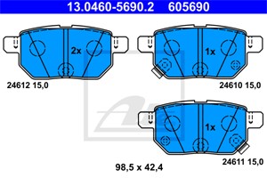 Bremseklosser sett, Bakaksel, LEXUS,SUBARU,TOYOTA, 0446612130, 04466-12130, 04466-12140, 04466-12150, 04466-21020, 04466-47020, 04466-47
