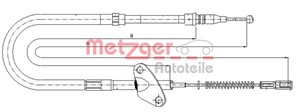Kabel, parkeringsbremse, Bak, Høyre bak, Høyre, MERCEDES-BENZ T1 Buss [602, B601], T1 Flak/chassi [601, B602], T1 Skåp [601, 611, B602],