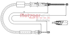 Kabel, parkeringsbremse, Bak, Høyre bak, Høyre, LANCIA Y, 82487709