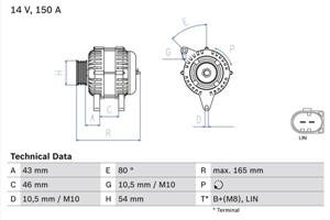 Dynamo, FORD MONDEO IV, MONDEO Sedan IV, MONDEO Turnier IV, MONDEO Van IV, VOLVO S80 II, V70 III, 1458640, 30795169, 36000798, 7G9N 1030