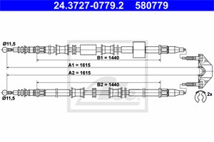 Kabel, parkeringsbremse, Bak, OPEL MERIVA A Minibus, minivan, VAUXHALL MERIVA A, 13159021, 5 22 016