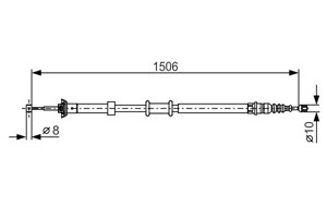 Kabel, parkeringsbremse, Høyre, ABARTH 500 / 595 / 695, 500C / 595C / 695C, FIAT 500, 500 C, PANDA, 51753527, 51826363