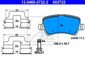 Bremseklosser sett, Bakaksel, FORD,LAND ROVER,VOLVO, 1426144, 1439866, 1459450, 1503969, 1752093, 30671575, 30742516, 30794555, 31317482