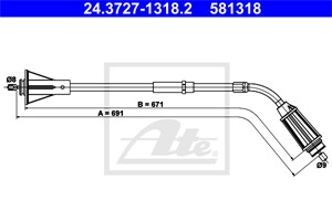 Kabel, parkeringsbremse, Høyre bak, VOLVO S80 II, 30794735